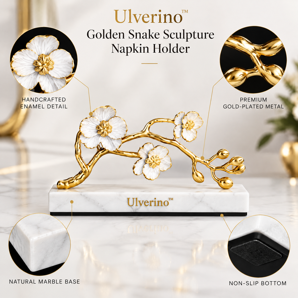 Ulverino™ Gilded Blossom Branch Sculptural Napkin Holder
