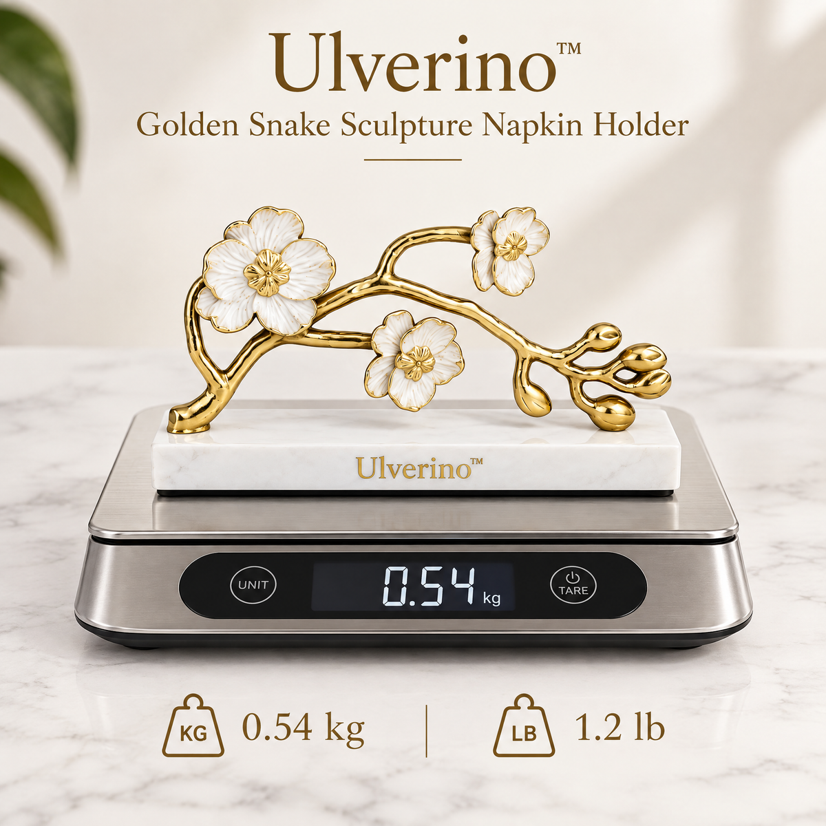 Ulverino™ Gilded Blossom Branch Sculptural Napkin Holder