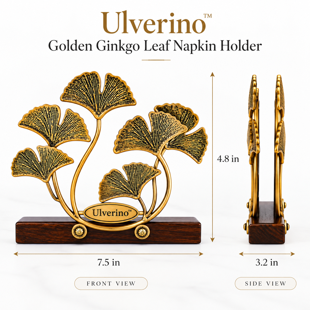 Ulverino™ Gilded Ginkgo Grove Sculptural Napkin Holder