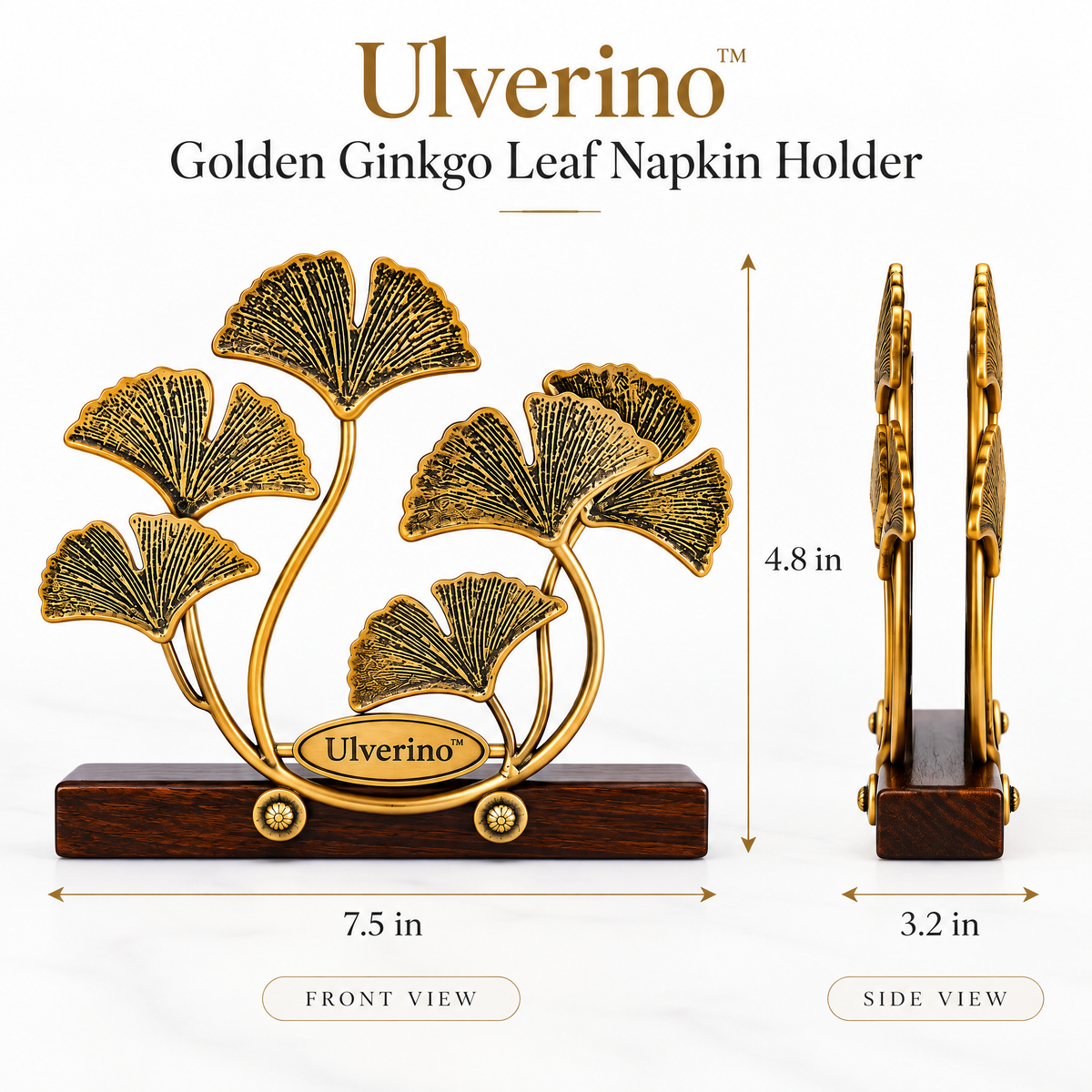 Ulverino™ Gilded Ginkgo Grove Sculptural Napkin Holder