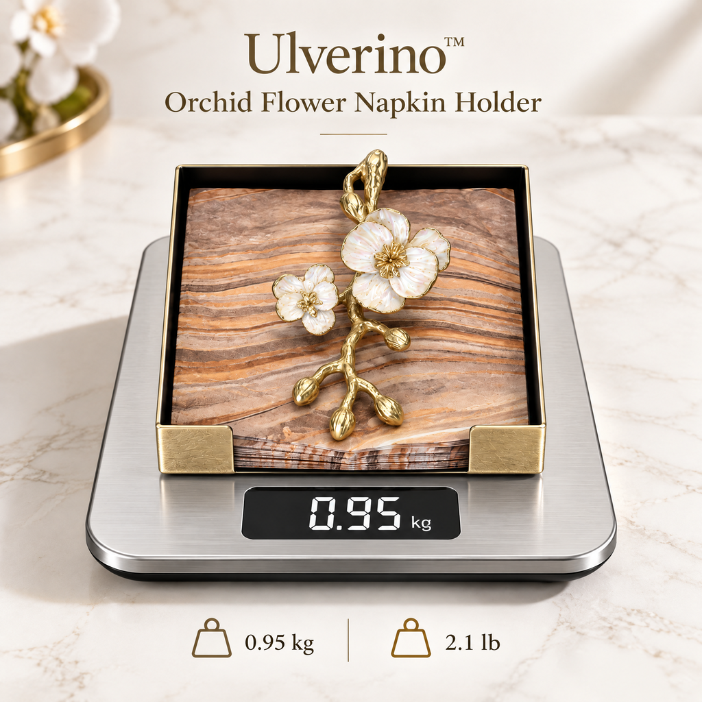 Ulverino™ Gilded Orchid Blossom Tray Napkin Holder