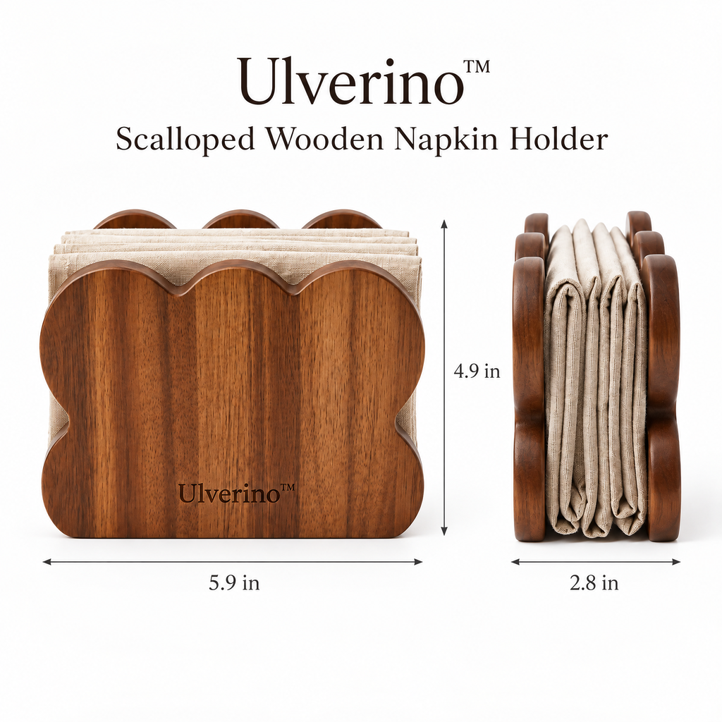 Ulverino™ Scalloped Acacia Wood Napkin Holder