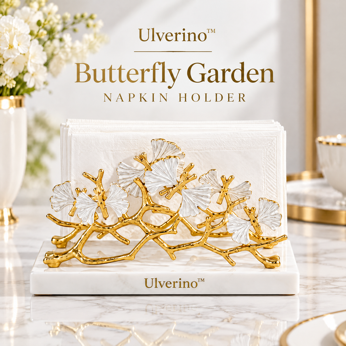 Ulverino™ Gilded Butterfly Garden Sculptural Napkin Holder