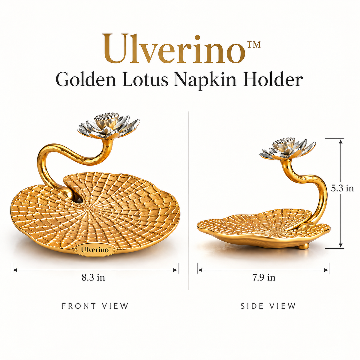 Ulverino™ Gilded Lotus Leaf Sculptural Tray