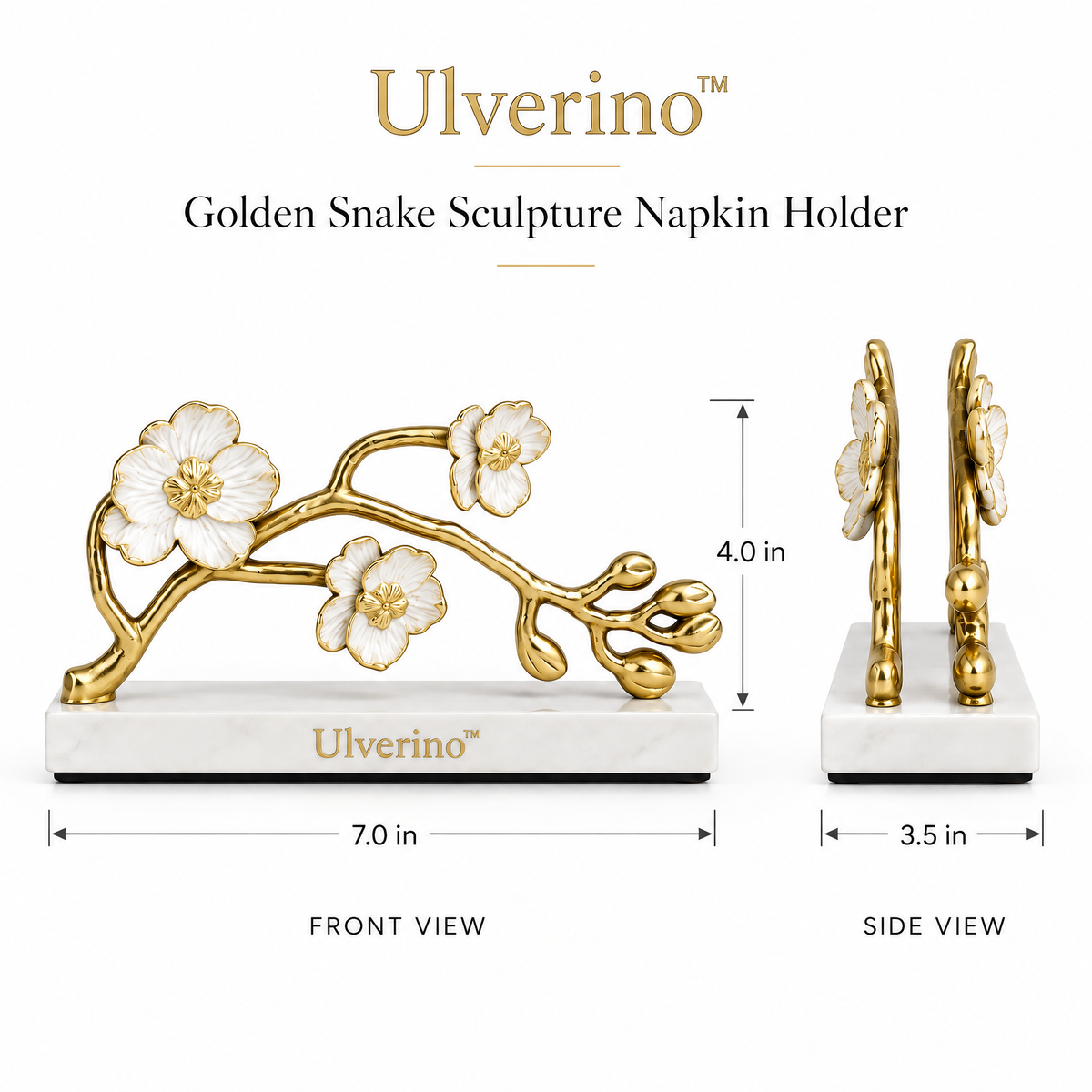 Ulverino™ Gilded Blossom Branch Sculptural Napkin Holder