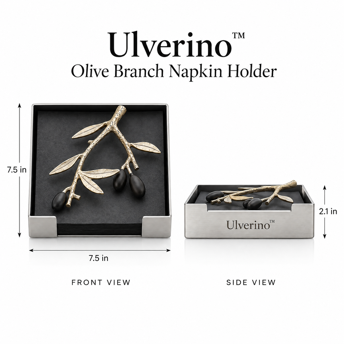 Ulverino™ Gilded Olive Branch Tray Napkin Holder