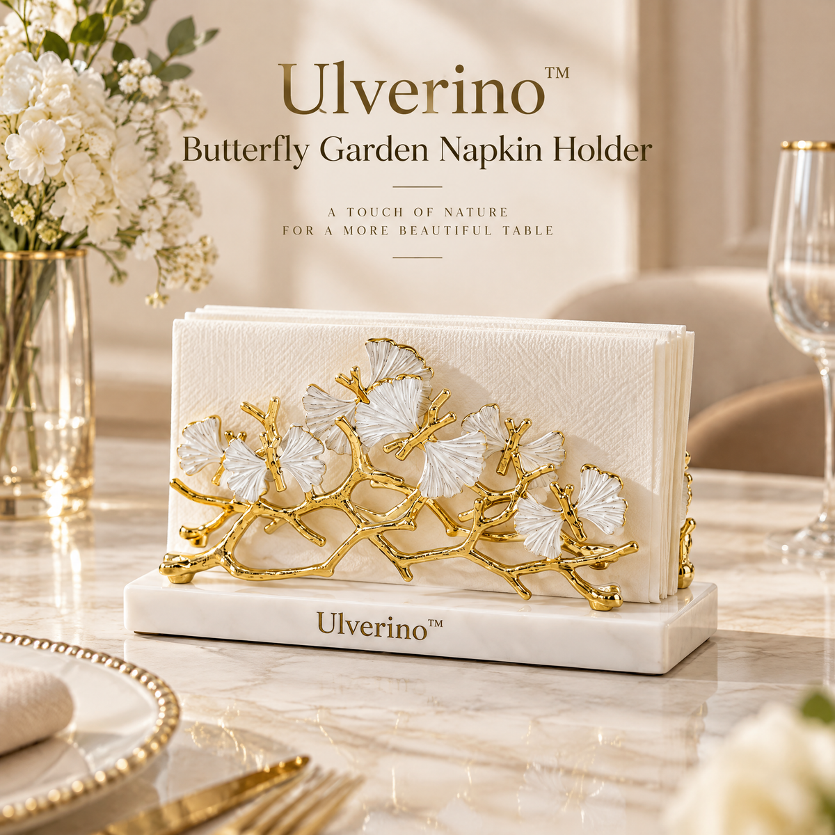 Ulverino™ Gilded Butterfly Garden Sculptural Napkin Holder