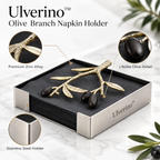 Ulverino™ Gilded Olive Branch Tray Napkin Holder