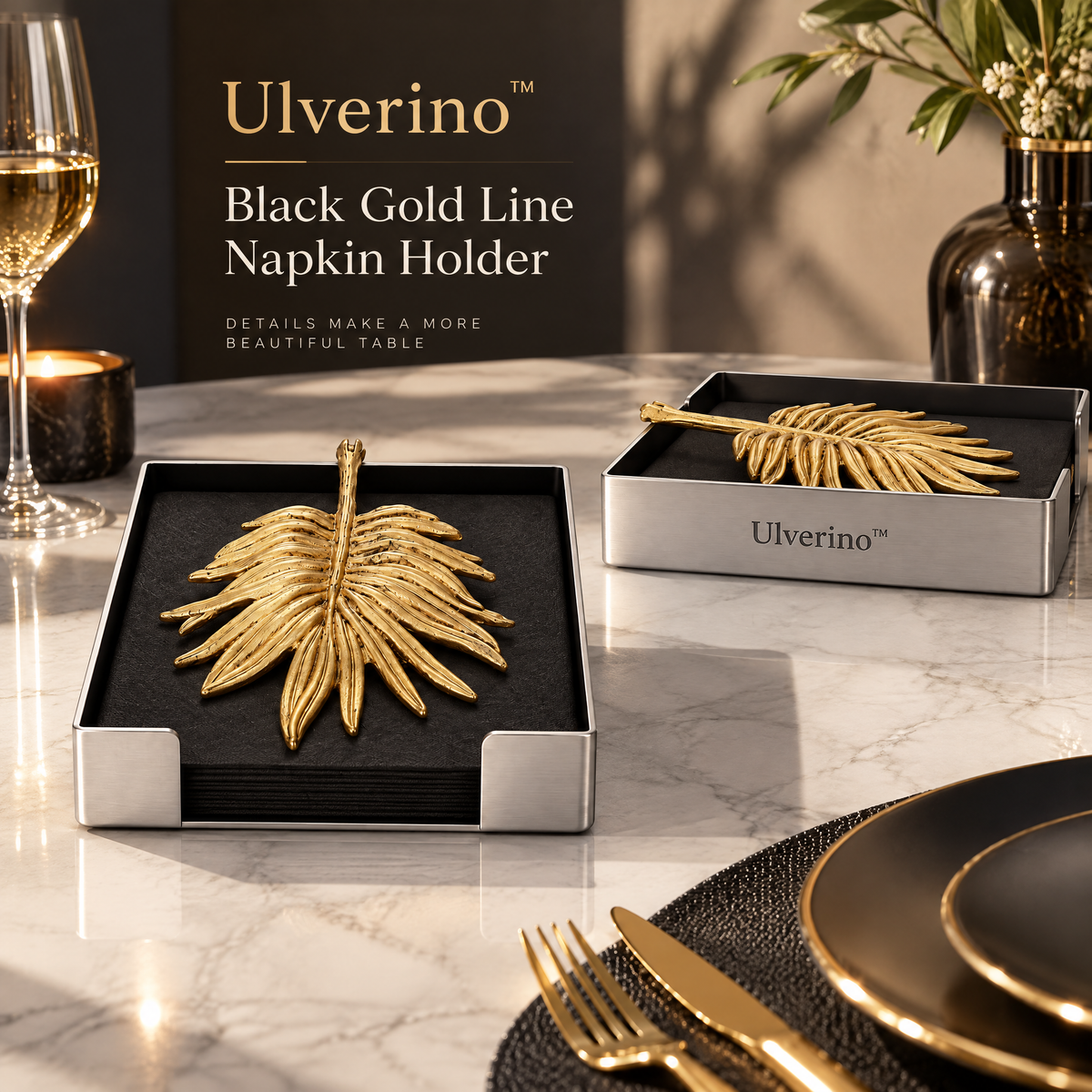 Ulverino™ Gilded Palm Crest Napkin Holder