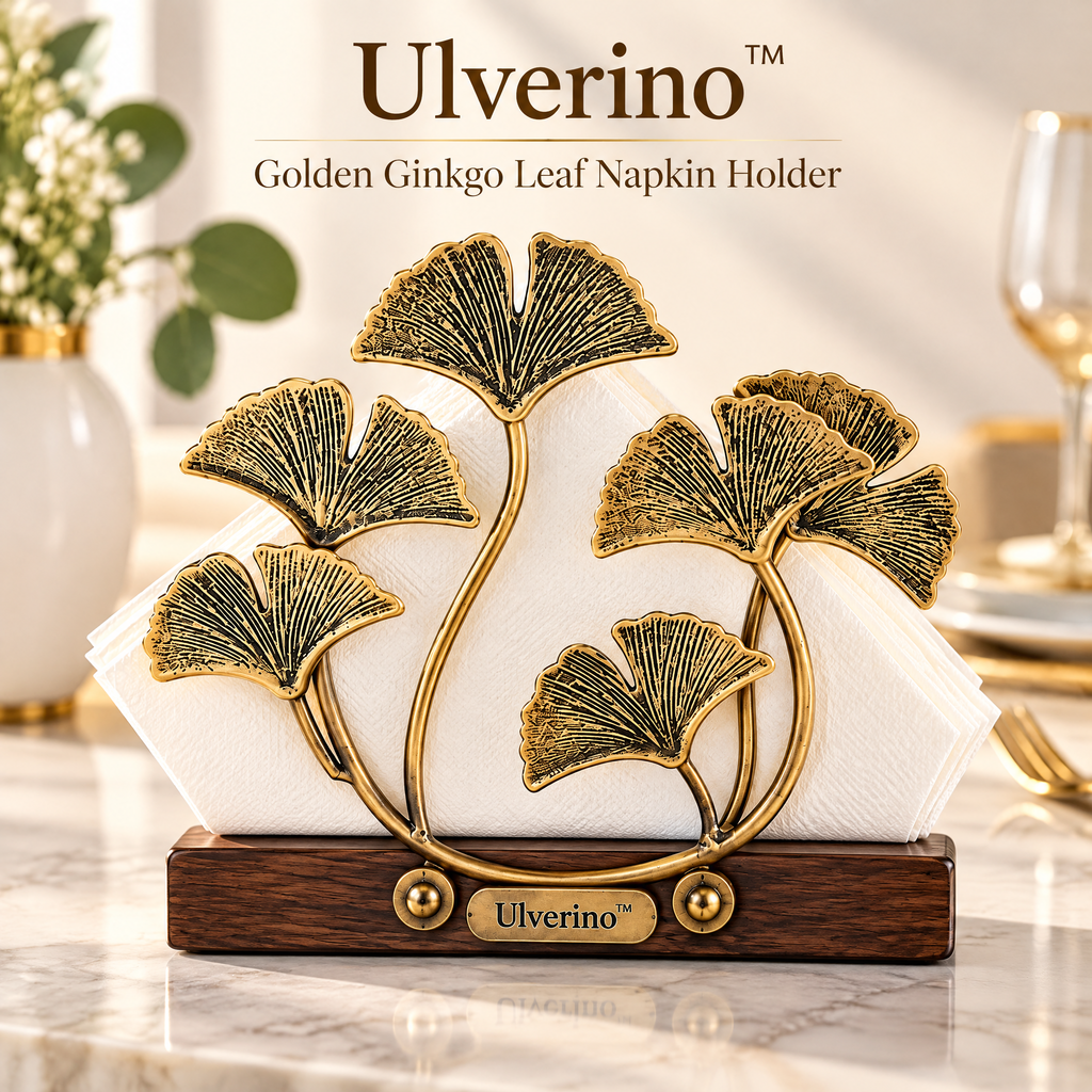 Ulverino™ Gilded Ginkgo Grove Sculptural Napkin Holder