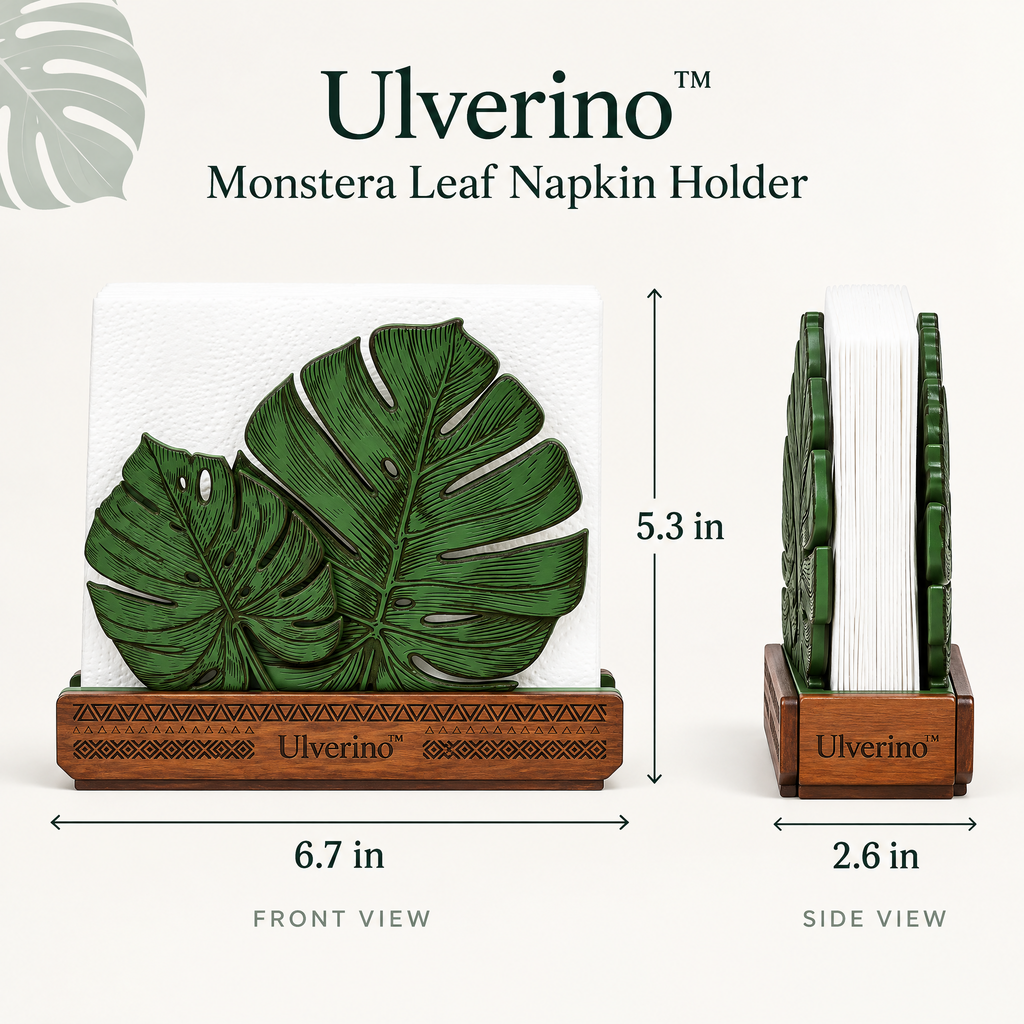 Ulverino™ Verdant Monstera Sculptural Napkin Holder
