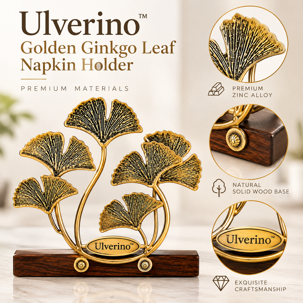 Ulverino™ Gilded Ginkgo Grove Sculptural Napkin Holder